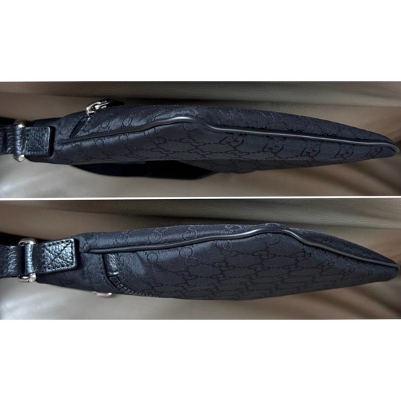 Authentic Gucci Web Black Monogram Nylon Pocket Messenger Crossbody Bag - Picture 4 of 12